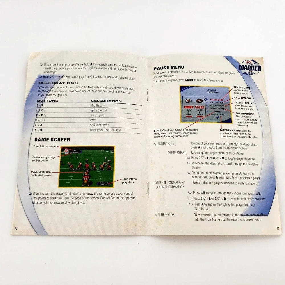 Madden NFL 2001 (Nintendo 64, 2000) Authentic w/ Manual Tested & Works